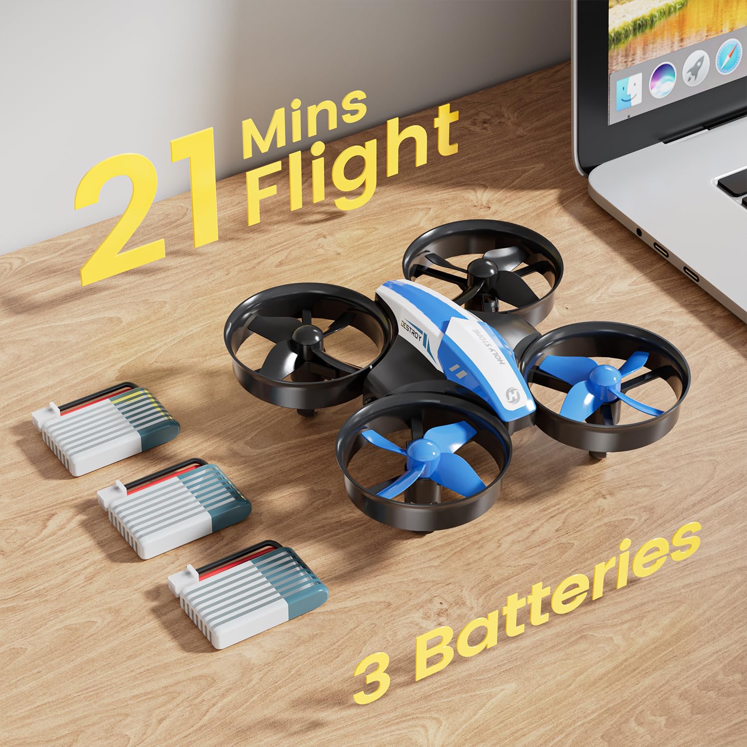 Holy Stone Mini Drone for Kids and Beginners RC Nano Quadcopter Indoor Small Helicopter Plane with Auto Hovering, 3D Flip, Headless Mode and 3 Batteries, Great Gift Toy for Boys and Girls, Blue