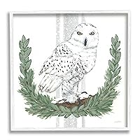 Charming Laurels Surrounding Wise Snowy Owl Illustration,Design by Sara Baker