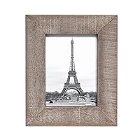 Adeco Handcrafted Rustic Wooden Picture Frames with Real Glass to Display 5 x 7 Inch Photo for Wall Hanging and Tabletop, Coffee Brown
