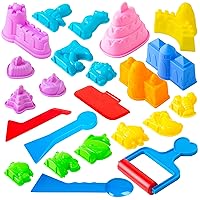 Sand Molds Beach Toys for Kids - 23pk Sand Castle Building Kit Sandbox Toys for Toddlers, Compatible with Molding Clay or Play Sand, Beach Sand Water Toys Indoor Outdoor Sensory Toys for Kids