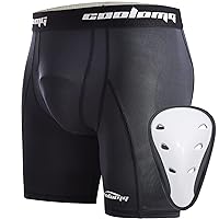 COOLOMG Men Sliding Shorts with Protective Cup for Baseball Football 7V7 MMA Lacrosse Field Hockey