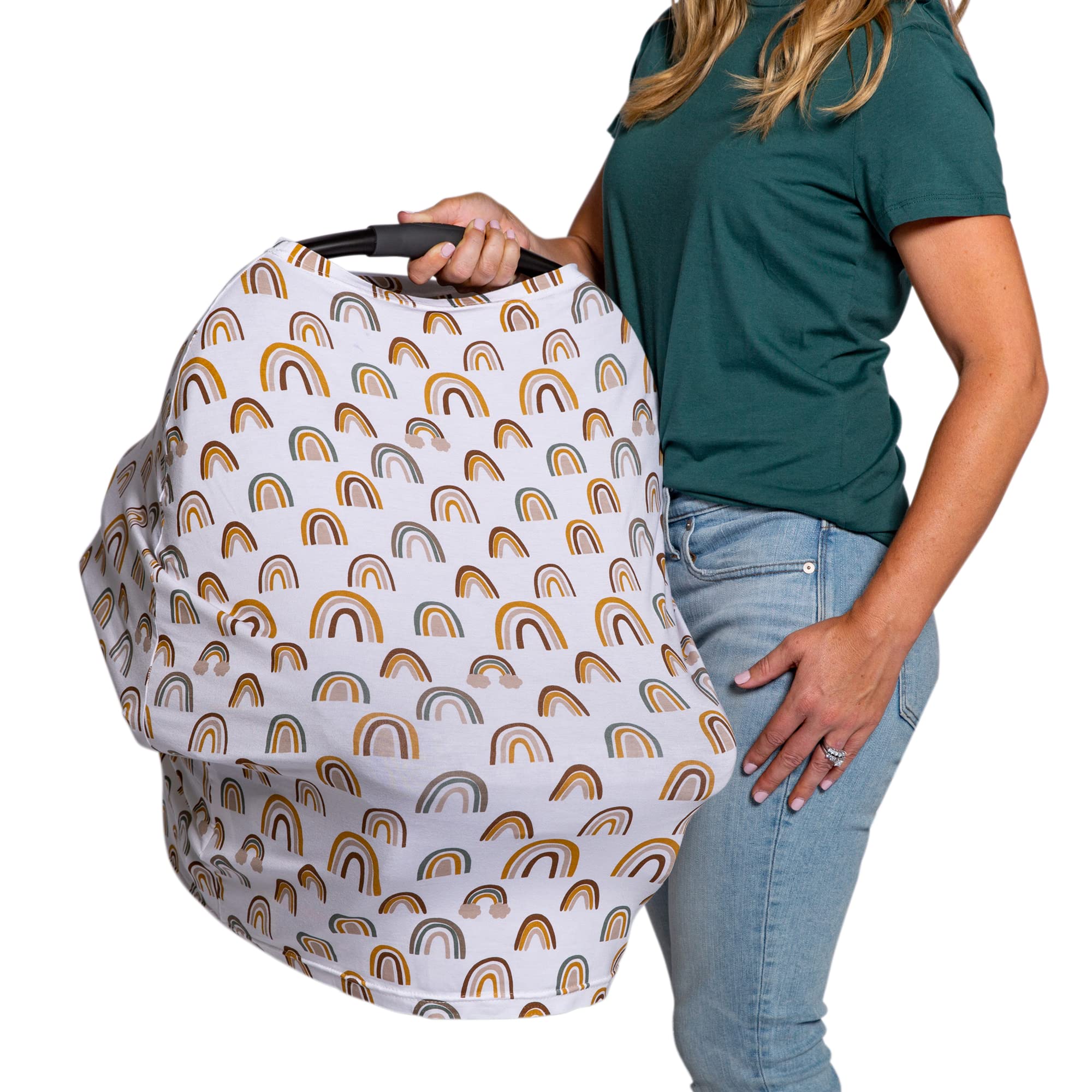J.L. Childress 4-in-1 Multi-Use Cover - Stretchy Car Seat Canopy and Privacy Cover, Breastfeeding Nursing Cover, Feathers