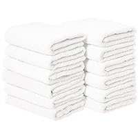 Amazon Basics hand towels for bathroom, 100% Cotton hand towels - 12 Pack white towels (16 x 26 inches)