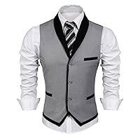 COOFANDY Men's Suit Vest Slim Fit Formal Business Dress Vest Casual Wedding Waistcoat