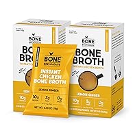 Bone Brewhouse - 2 pack - Chicken Bone Broth Protein Powder - Lemon Ginger Flavor - Keto & Paleo Friendly - Instant Soup Broth - 10g Protein - Natural Collagen & Gluten-Free - 10 Individual Packets