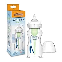 Dr. Brown's Natural Flow Anti-Colic Options+Wide-Neck Baby Bottle,9 oz/270 mL,Level 1 Nipple,1-Pack,0m+