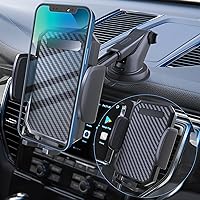 Phone Mount for Car, [ Off-Road Level Suction Cup Protection ] 3in1 Long Arm Suction Cup Holder Universal Cell Phone Holder Mount Dashboard Windshield Vent Compatible with All Smartphones