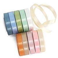 10 Pastel + Dusty Colors Total 50 Yards Double Face Satin Ribbon 3/8