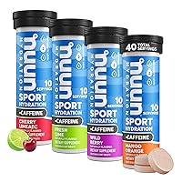 Sport + Caffeine Electrolyte Tablets for Proactive Hydration, Mixed Flavor Box, 4 Pack (40 Servings)