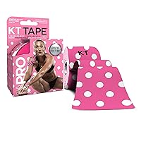 KT Tape Pro Kinesiology Therapeutic Sports Tape, 20 Precut 10 inch Strips, Latex Free, Water Resistance, Pro & Olympic Choice, Pink Polka Dots, 20 Strips