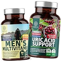 Number One Nutrition N1N Premium Uric Acid Support and Men's Multivitamins, All Natural Supplements to Support Energy Levels, Prostate Health and Urinary Tract Functions, 2 Pack Bundle