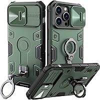 Nillkin for iPhone 14 Pro Max Case Stand, [Built in Kickstand & Slide Camera Cover] Military Grade Drop Protection Shockproof Hard PC Heavy Duty Bumper Phone Case for iPhone 14 Pro Max 6.7'' Green