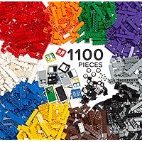 Play Platoon 1100 Piece Building Bricks Play Set, 10 Classic Colors Bricks, Includes Wheels, Tires, Axles, Windows & Door Pieces- Compatible with Lego Sets, Classic