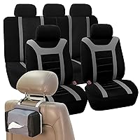 FH Group Car Seat Covers Sports Full Set Gray Automotive Seat Covers, Airbag Compatible and Split Rear Car Seat Cover Universal Fit Interior Accessories for Cars Trucks and SUV Car Accessories