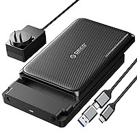 ORICO USB C Hard Drive Enclosure for 3.5 2.5 Inch SATA III/II/I SSD HDD Up to 20TB, Tool Free SATA Enclosure Support UASP, USB A & C Devices, with 12V/2A Power Adapter, USB Cable (DDW35C3)