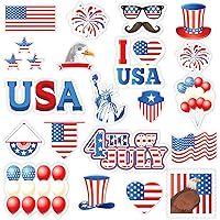 20 PCS 4th of July Party Thick Gel Clings Patriotic Memorial Day Window Gel Clings Decals Stickers for Kids Toddlers and Adults Home Airplane Classroom Nursery Independence Day Party Supplies