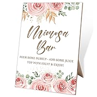 Mimosa Bar Sign,Wooden Sign with Stand,Blush Pink Floral Mimosa Bar Decorations,Fiesta Bar Decor,Bridal Shower Supplies,Bar Supplies,Party Decor,Bridal Shower Sign,Wedding Decor,Party Supplies,2