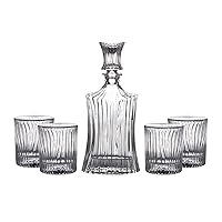 Fitz and Floyd Augusta Decanter Set with Glasses (5 Piece), Clear