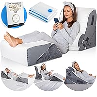 5pcs Orthopedic Bed Wedge Pillow Set w/Leg Elevation Pillow - Perfect Adjustable Memory Foam Pillows for After Surgery Recovery, Back Support, Pain Relief, Acid Reflux, Sleeping & GERD