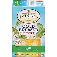 Twinings Mint Green Cold Brewed Iced Tea Bags, 20 Count (Pack of 6)