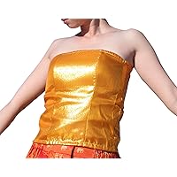 Ladies Strapless Bright Synthetic Silk Fitted Tube Top