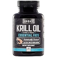 Antarctic Krill Oil - 1000mg Per Serving - No Fishy Smell or Taste - Packed with Omega-3s, EPA, DHA, Astaxanthin & Phospholipids - Supports Healthy Joints, Brain, Heart, and Blood Pressure
