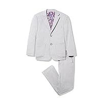 Isaac Mizrahi Slim Fit Boy's Solid Birdseye Textured Suit