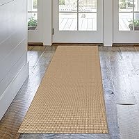 Boho Runner Rug 2x5 Ft, Washable Runners for Hallways, Cotton Rubber Backed Kitchen Runner, Braid Indoor Carpet Runner, Throw Rugs for Entryway, Hallway, Kitchen, Bedside, Natural