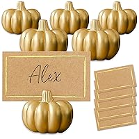 Kate Aspen Fall Decor Mini Gold Pumpkin Place Card Holder (Set of 6), Perfect for Thanksgiving Table Decor, Fall Themed Weddings, Bridal Brunches