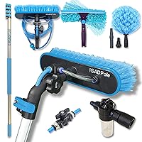 IGADPole 17 FT (5m) Window Cleaning Kit, Window Washing Cleaner Equipment Kit – Squeegee, Scrubber, Soap Despencer & Water Brush Cleaner Tool with Extension Pole for Household & Outdoor