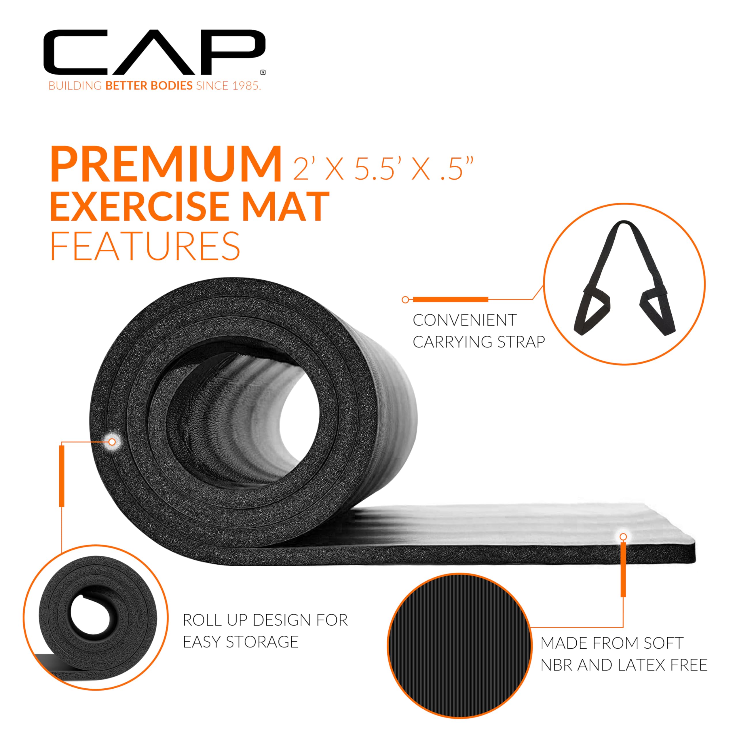 CAP Barbell High Density Exercise Mat with strap | Multiple options