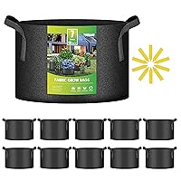 iPower 10 Pack 7 Gallon Grow Bags, Garden Planting Nonwoven Fabric Pots with Reinforced Handle, Heavy Duty and Aeration Planter Pot for Tomato, Fruits, Vegetables and Flowers
