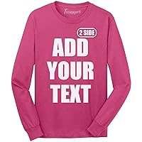 Custom T Shirt for Men Women Add Your Text Front & Back Side Customize Long Sleeve T-Shirt