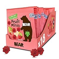 BEAR Real Fruit Snack Minis, Strawberry – (Pack of 18) – Bite Sized Snacks for Kids, Gluten Free, Vegan, Non GMO, 0.7 Oz