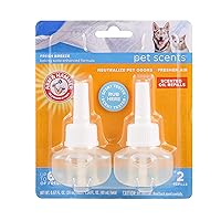 Arm & Hammer For Pets Scents Plug-in Scented Oil Refills in Fresh Breeze Scent, 2 Count (Pack of 1)| Air Freshener Refills, Room Deodorizer for Homes with Pets,
