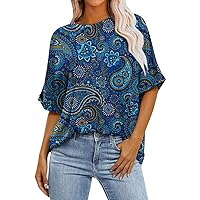 Y2k Tops for Women 2024 Novelty Stripped Print Fashion Casual Loose Fit with Short Sleeve Round Neck Blouses