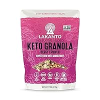 Lakanto Berry Crunch Granola - Delicious Snack, Quick Breakfast Cereal, Keto Friendly, Monk Fruit Sweetener, No Sugar Added, Vegan, Gluten Free, Grain Free, 3g Net Carbs (11 oz)