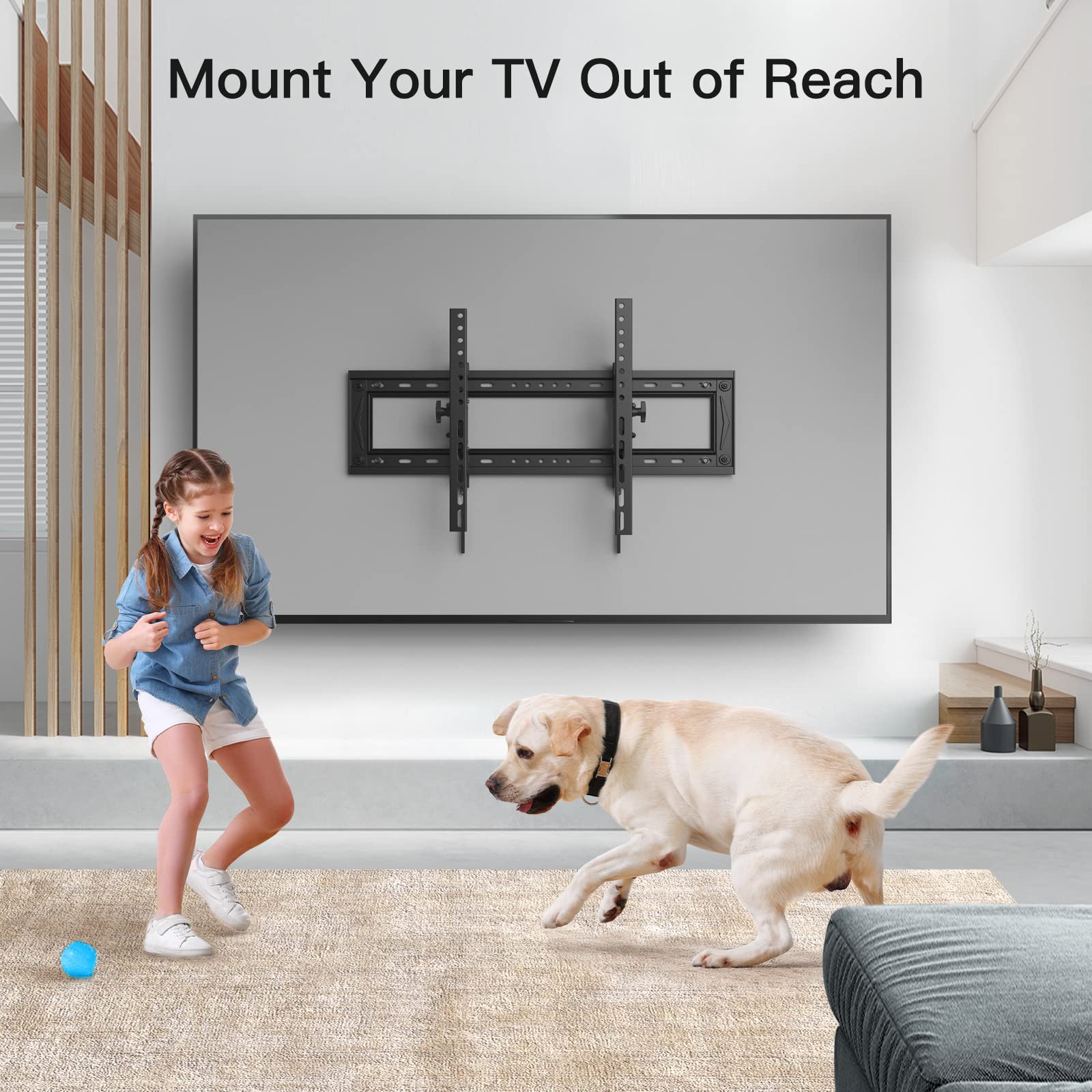 Pipishell Advanced Tilt TV Wall Mount Bracket Extentable for Most 50-90 inch 4K OLED QLED LCD LED Flat and Curved TVs up to 132 lbs, Max VESA 600x400mm, Fits 16, 18, 24 Inch Wood Stud Spacing