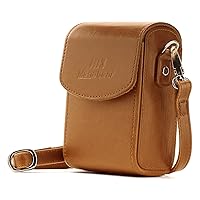 MegaGear Leather Camera Case with Strap Compatible with Canon PowerShot G7 X Mark III, G7 X Mark II, G7 X - MG768 Light Brown