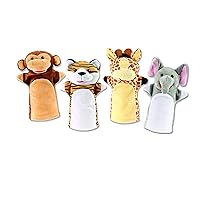 Talking Animal Hand Puppets by Animal House | Includes (4) Hand Puppets, Each with A Unique Animal Sound When You Squeeze | Baby Gift | Toddler Gift - Jungle Friends, Monkey, Tiger, Giraffe & Elephant