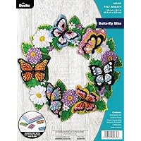 Bucilla Felt Applique Wreath Making Kit, Butterfly Bliss, Perfect for DIY Arts and Crafts, 89636E