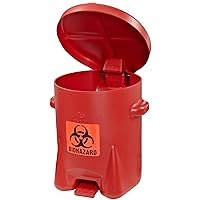 Eagle 6 Gallon Plastic Biohazard Trash Can, Foot-Operated, Made in USA, 16