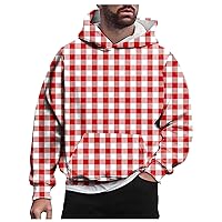 Hoodie Plaid Men Pullover Casual Long Sleeve Sweatshirts Basic Loose Hoodies With Pocket Mens Hooded Sweatshirt