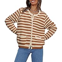 LILLUSORY Women's Cardigan Sweaters Open Front Long Sleeve Button Down Knit Jackets with Pockets 2024