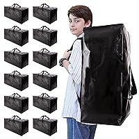 Heavy Duty Moving Bags with Backpack Straps and Strong Handles, Alternative to Moving Boxes and Storage Totes for Dorm Room Essentials, 12 Pack, Black