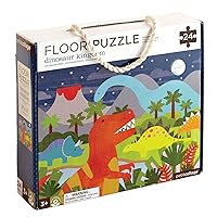 Petit Collage Floor Puzzle, Dinosaur Kingdom, 24-Pieces – Large Puzzle for Kids, Completed Dinosaur Jigsaw Puzzle Measures 18” x 24” – Makes a Great Gift Idea for Ages 3 Plus