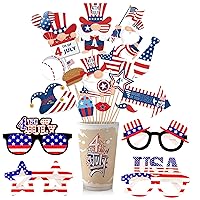 4th of July Glasses for 4th of July Decorations | Happy Independence Day Decorations | Fourth of July Photo Booth for 4th of July Decorations | American Independence Day Party | 4th of July Props