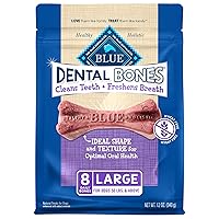 Blue Buffalo Dental Bones Large Natural Dental Chew Dog Treats, (50 lbs and up) 12-oz Bag