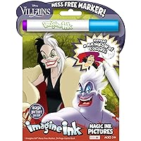 Disney Villains 24 Page Imagine Ink Magic Pictures Coloring Book with 1 Mess Free Marker Featuring Cruella, Ursula, Maleficent and More Bendon 50490
