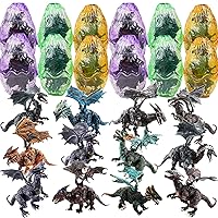 Liberty Imports 12 Pack Deluxe 3D Action Figures Realistic Figurine Puzzles in Jurassic Hatching Eggs - Ideal Kids Toy Party Favors Bulk Supplies (Dragons)